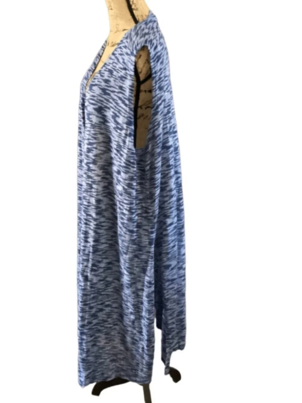 Lularoe Joy Longline Sleeveless Vest Womens L Blue Spacedye Duster Cardigan New
